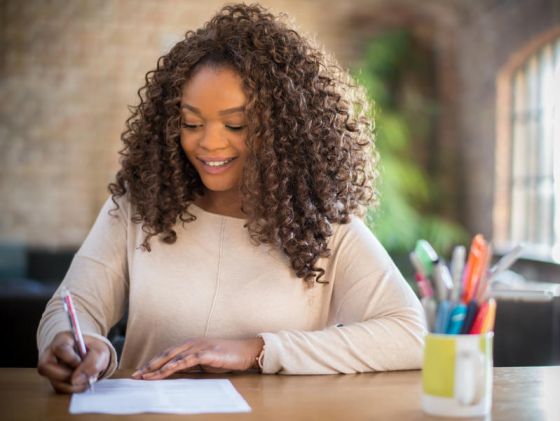 Student studying or writing budget